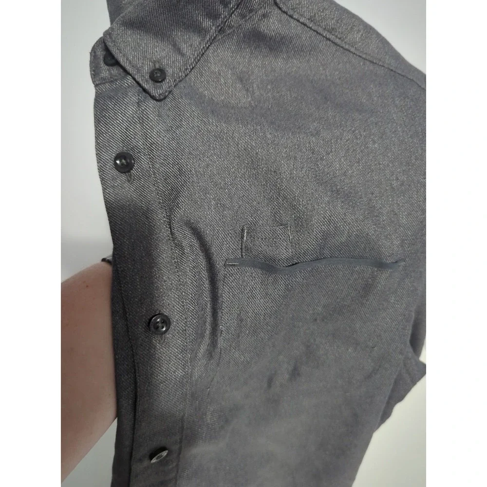 The North Face Thermo Core Shirt Twill Gray M Outdoor Casual Long Sleeve Pocket
